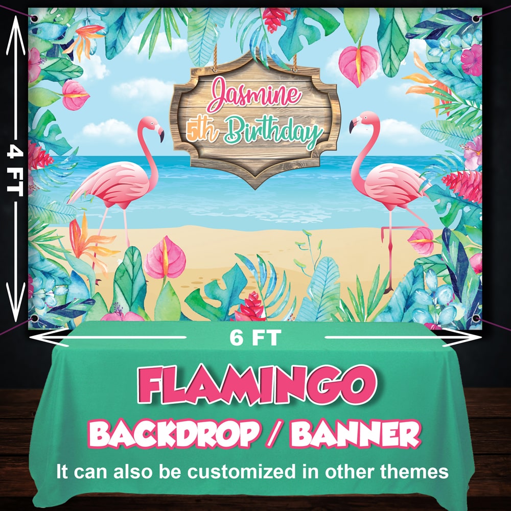 flamingo theme mback drop for birthday party