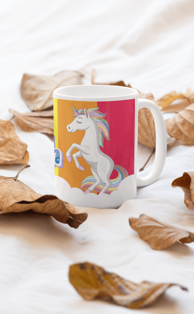 unicorn rainbow theme designer mug