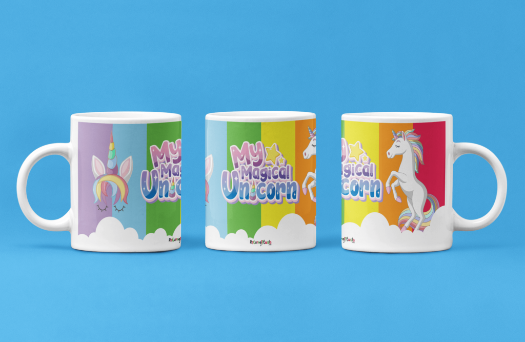 unicorn rainbow theme designer mug