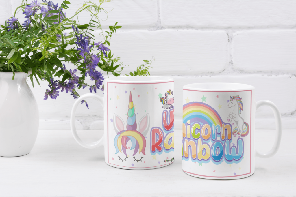 unicorn rainbow theme designer mug