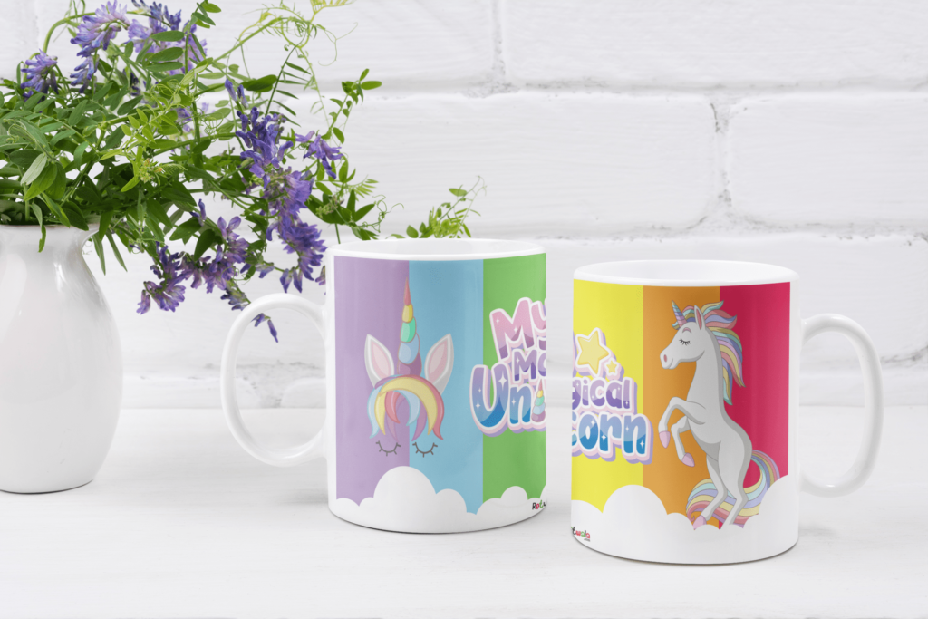 unicorn rainbow theme coffee mug