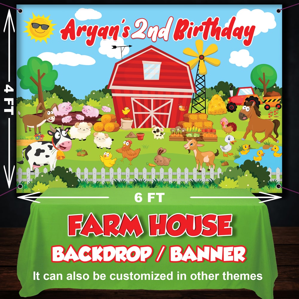 farm theme 4x6 backdrop for boys