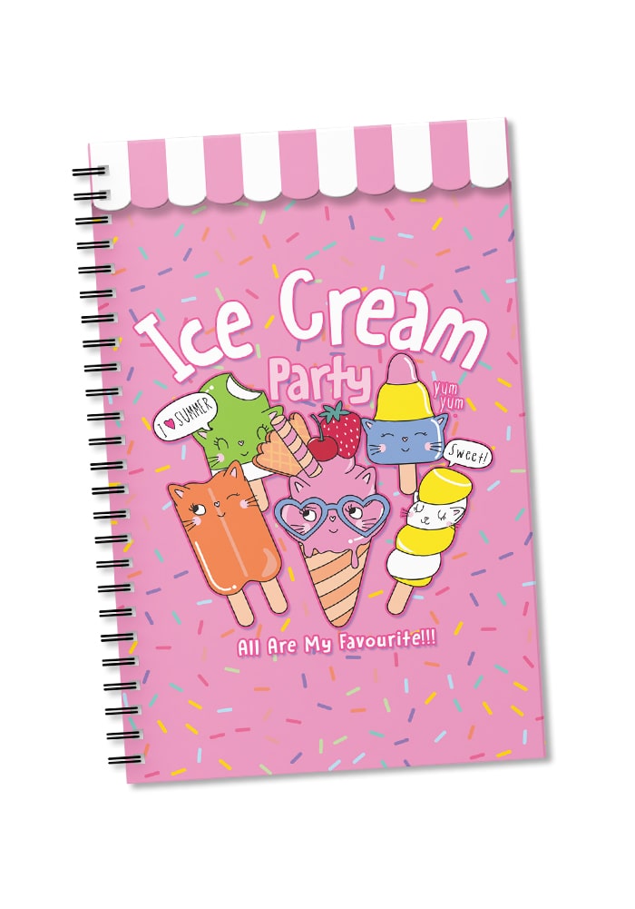 ice cream theme print spiral diary