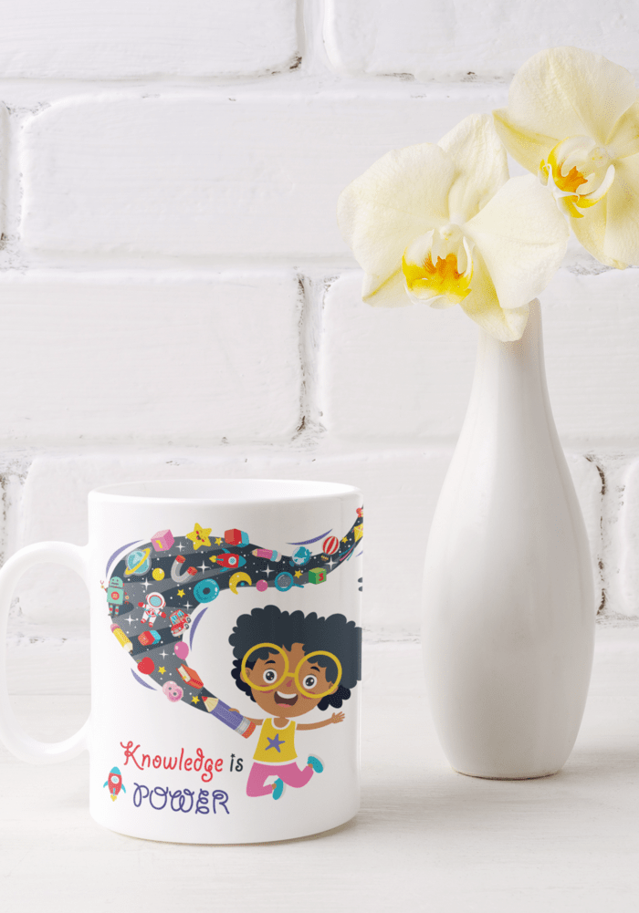 knowledge is power theme boys designer mug for kids-5