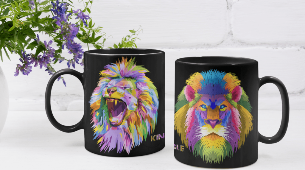 lion theme black mug for gifting-min
