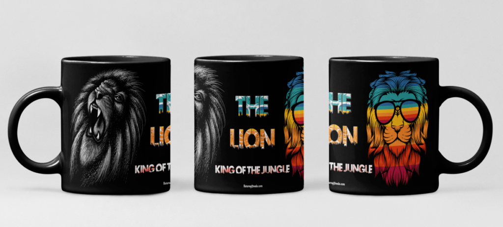 the lion animal theme mug for kids-min