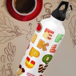 abcd theme printed water bottle