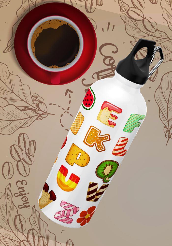 abcd theme printed water bottle