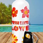flower theme printed water bottle