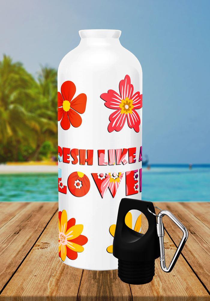 flower theme printed water bottle