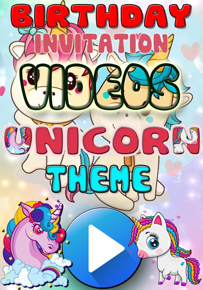 unicorn Unicorn Theme Party Invitation Video VIDEOS FRONT
