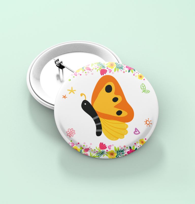 birthday butterfly theme badges