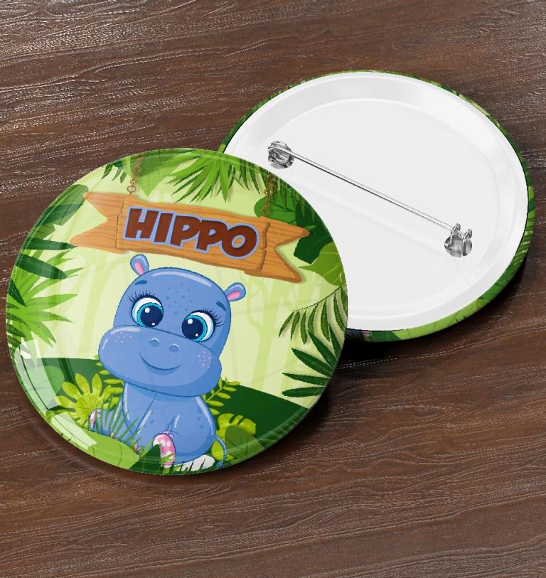 hippo badge animal theme