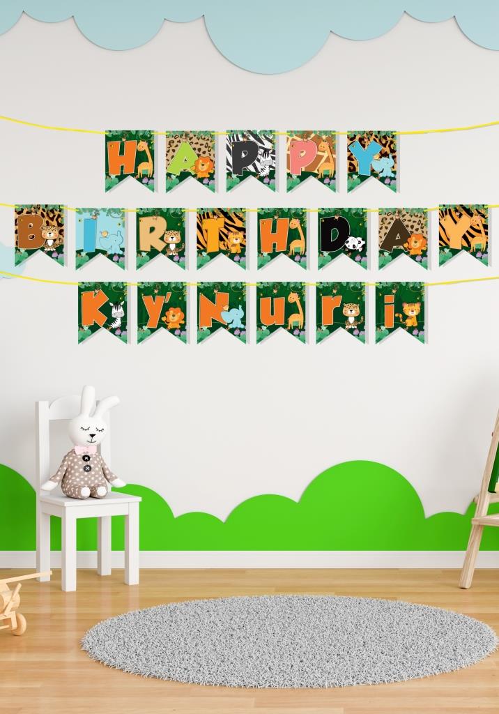 animal theme birthday decoration banner bunting