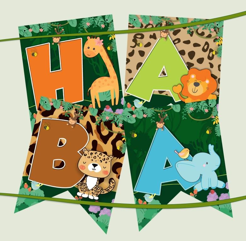animal theme new style character birthday banner bunting