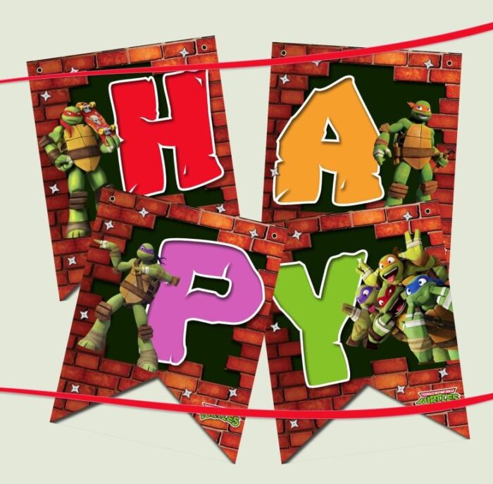 Ninja Turtle Theme Birthday Bannerr|Dangler-Decorate-Customize