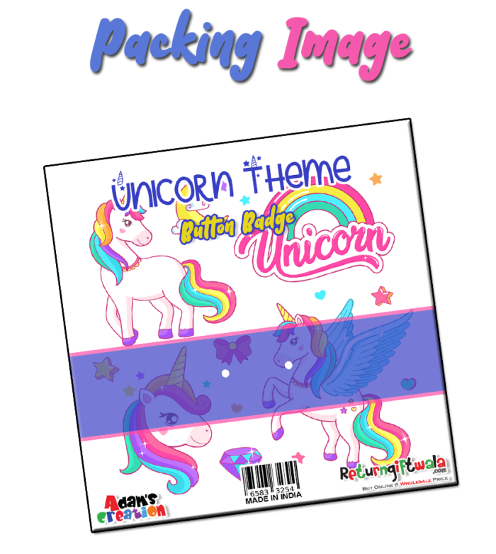 packing image unicorn button badge