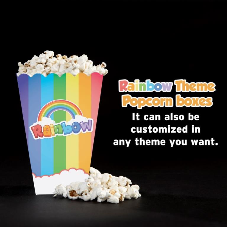 rainbow theme popcorn paper cup