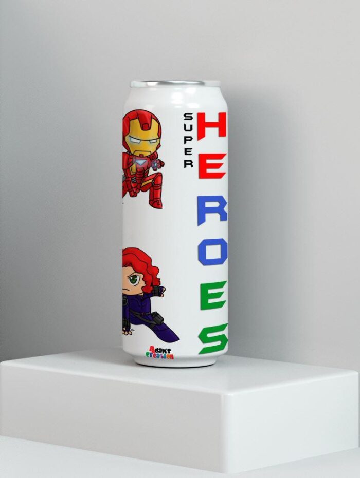 Superheroes print stainless steel water bottle