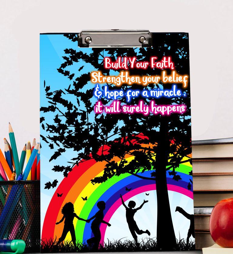 rainbow theme designer spiral exam board clip board with motivational quote