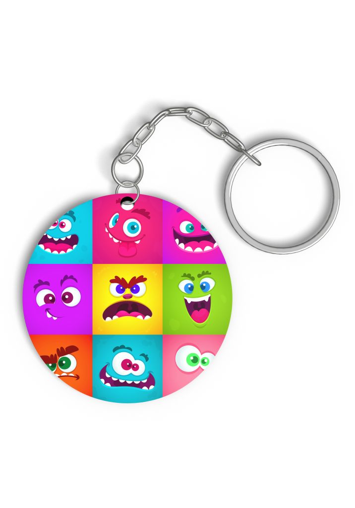 Monster theme Patterned Keyrings ,key chains for monster theme birthday party return gifts yellow multi