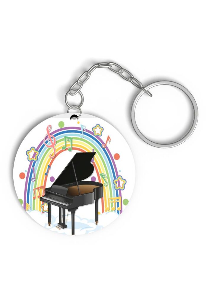 music theme paino keyring
