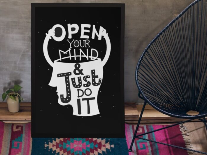 open your mind and just do it motivational wall frame