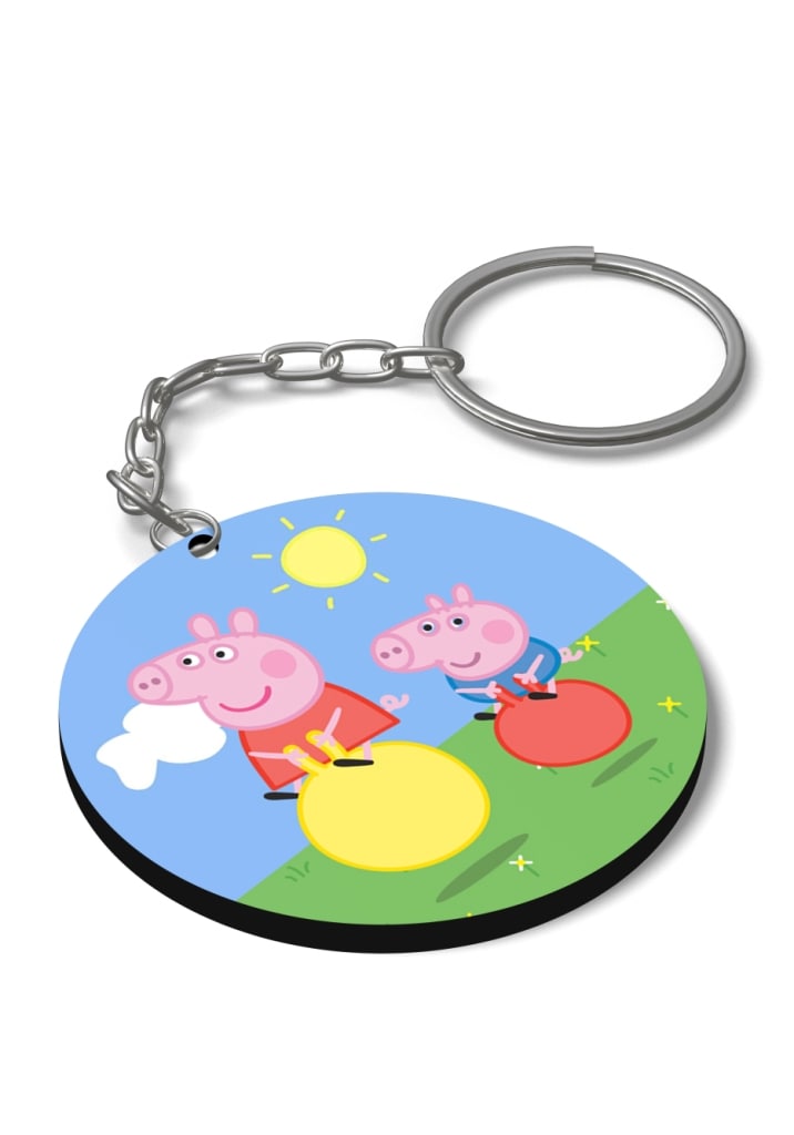 Peppa pig wooden key chain for return gifts for kids birthday -o