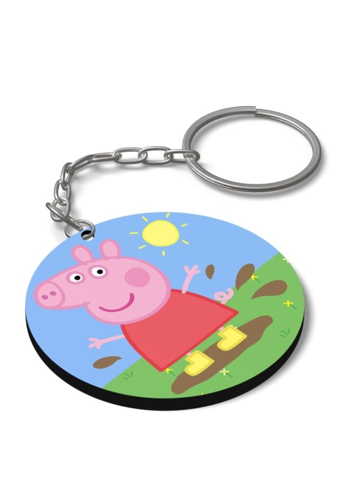 Peppa pig wooden key chain for return gifts for kids birthday party