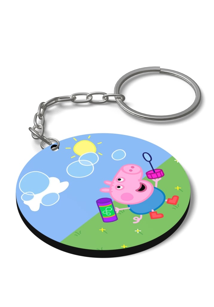 Peppa pig wooden key chain for return gifts for kids birthday