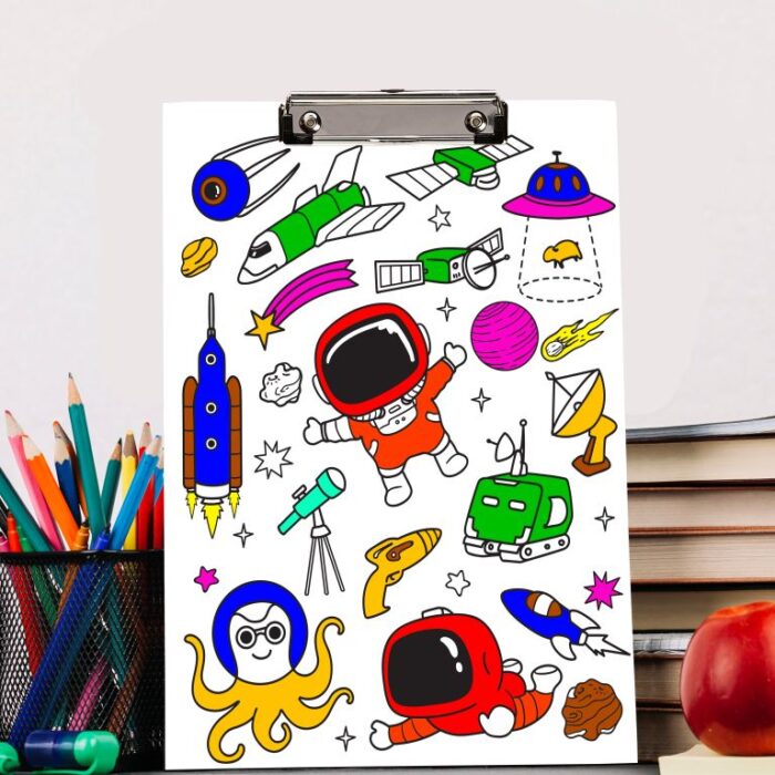 colorful space theme exam board 2 in 1
