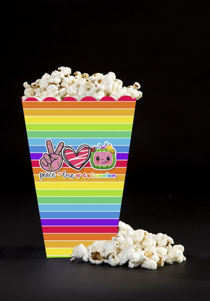 popcorn box for birthday party coco melon theme