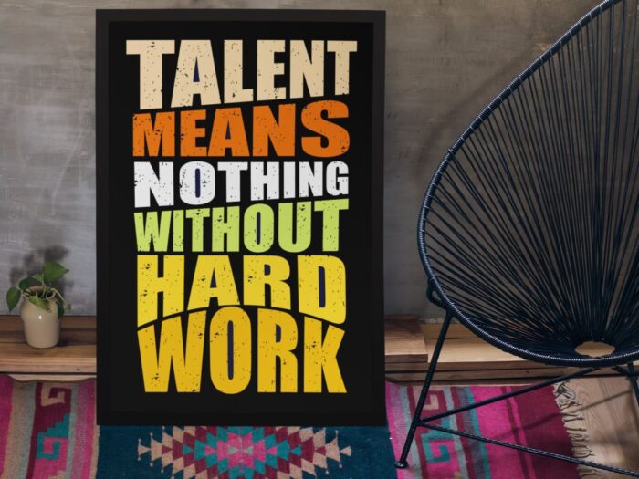 Talent Means nothing without hard work wooden frame wall poster sticker motivational quotes