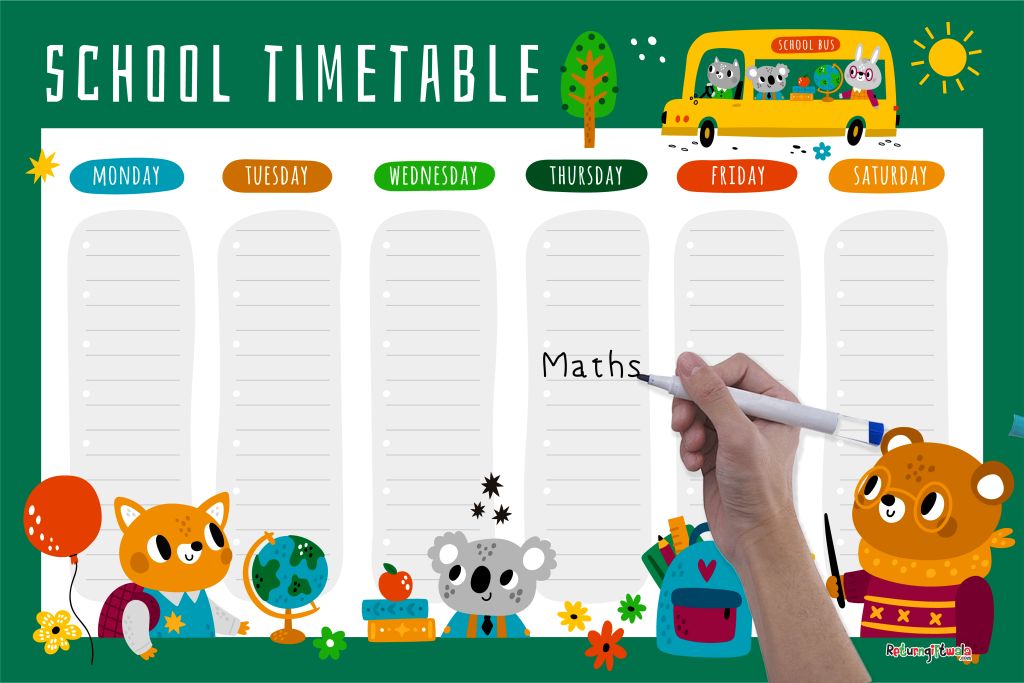 School time Table wall Sticker