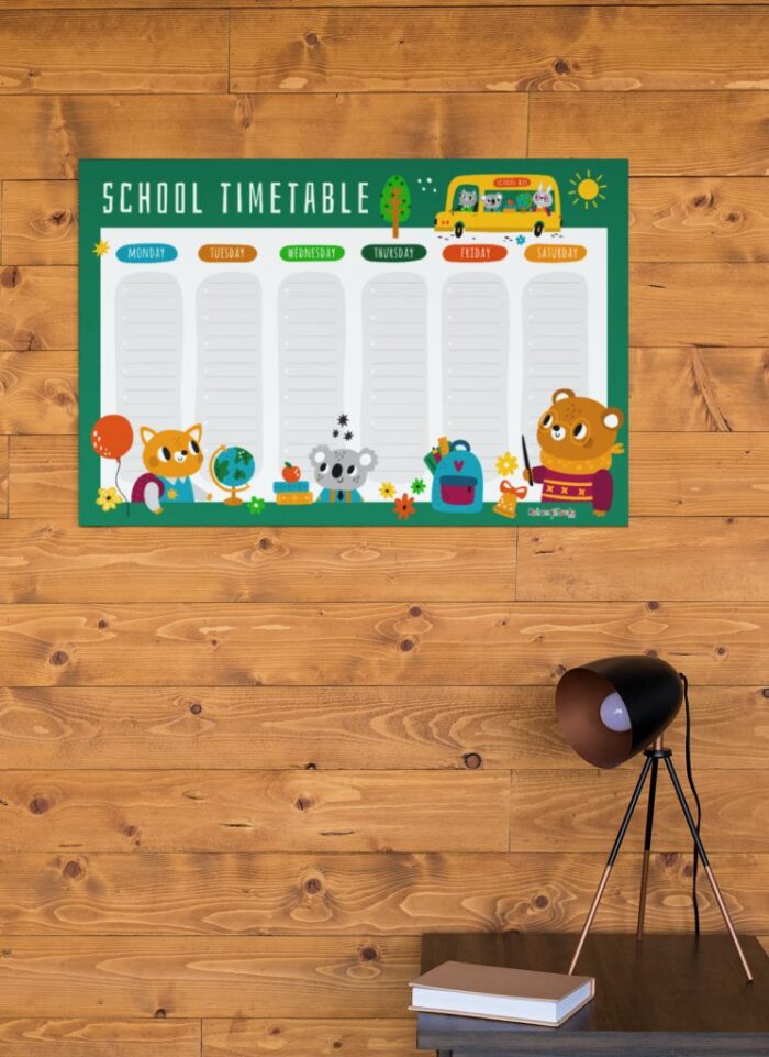 school time table sticker,poster,for kids rooms