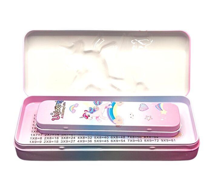 unicorn metal pencil box for school