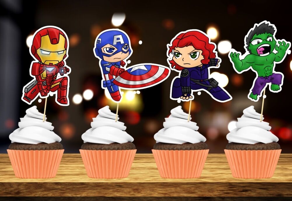 Superheroes theme Cup cake Toppers 