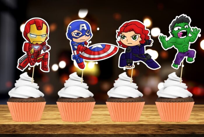 Superheroes theme Cup cake Toppers 
