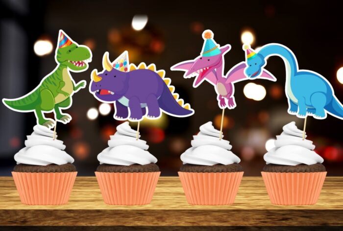 Dinosaur theme Cup cake Toppers