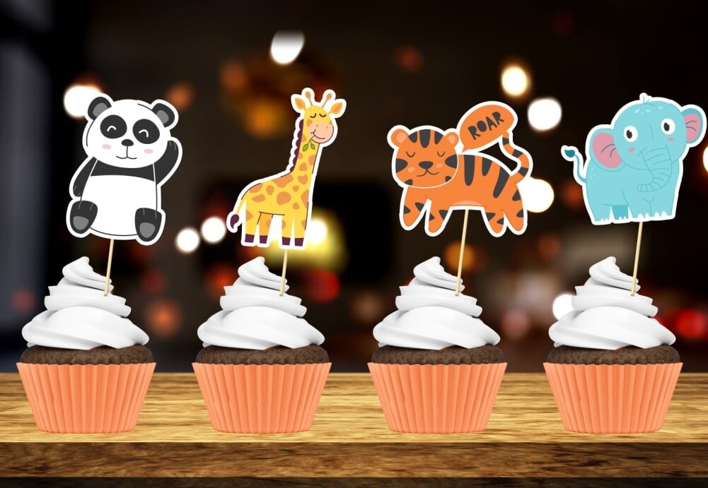 Animal Design Cup cake Toppers for Birthday