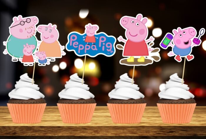 Peppa Pig theme Cup cake Toppers