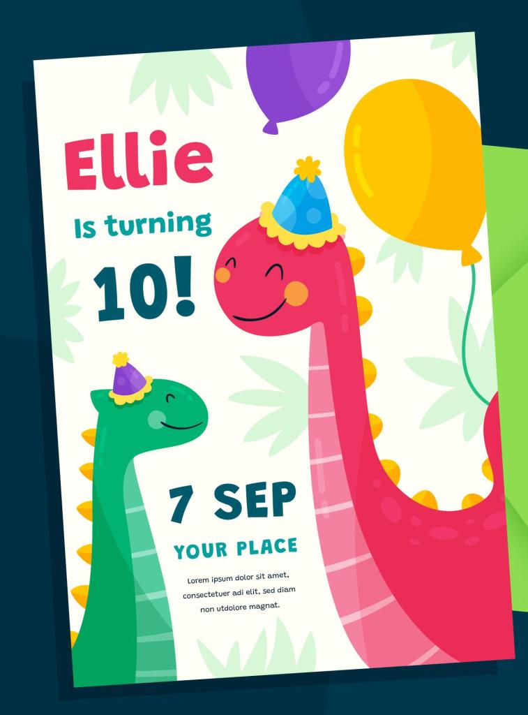 Dino Theme Birthday Invites
