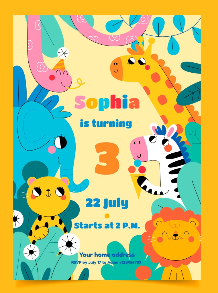 Animal Theme Birthday Invites