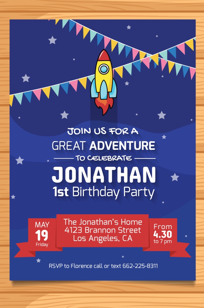 Space theme birthday invites