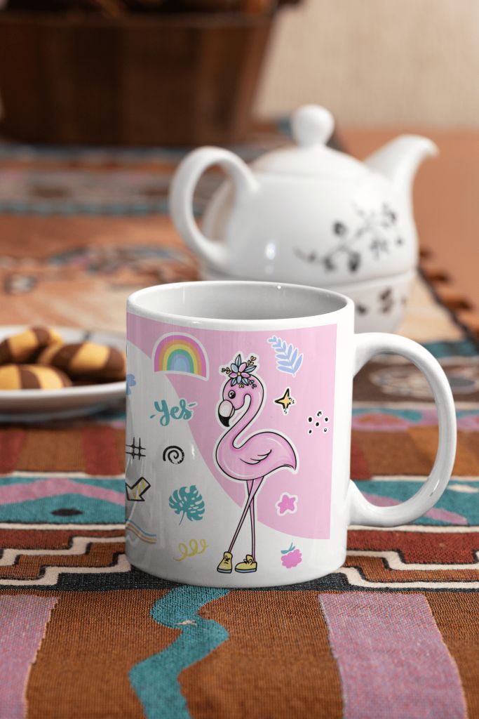 flamingo theme mug for return gifts