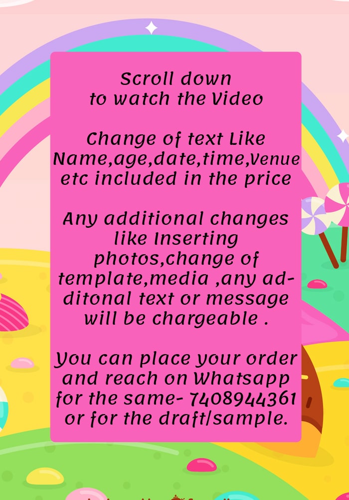 Candy Land theme Birthday Invitation Video