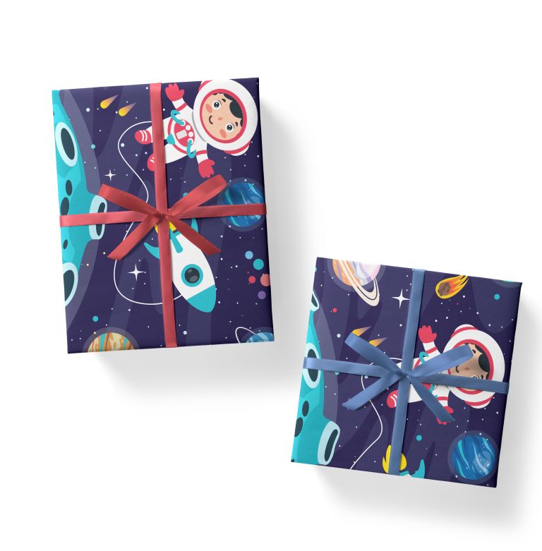 space theme pattern gift wrapping paper