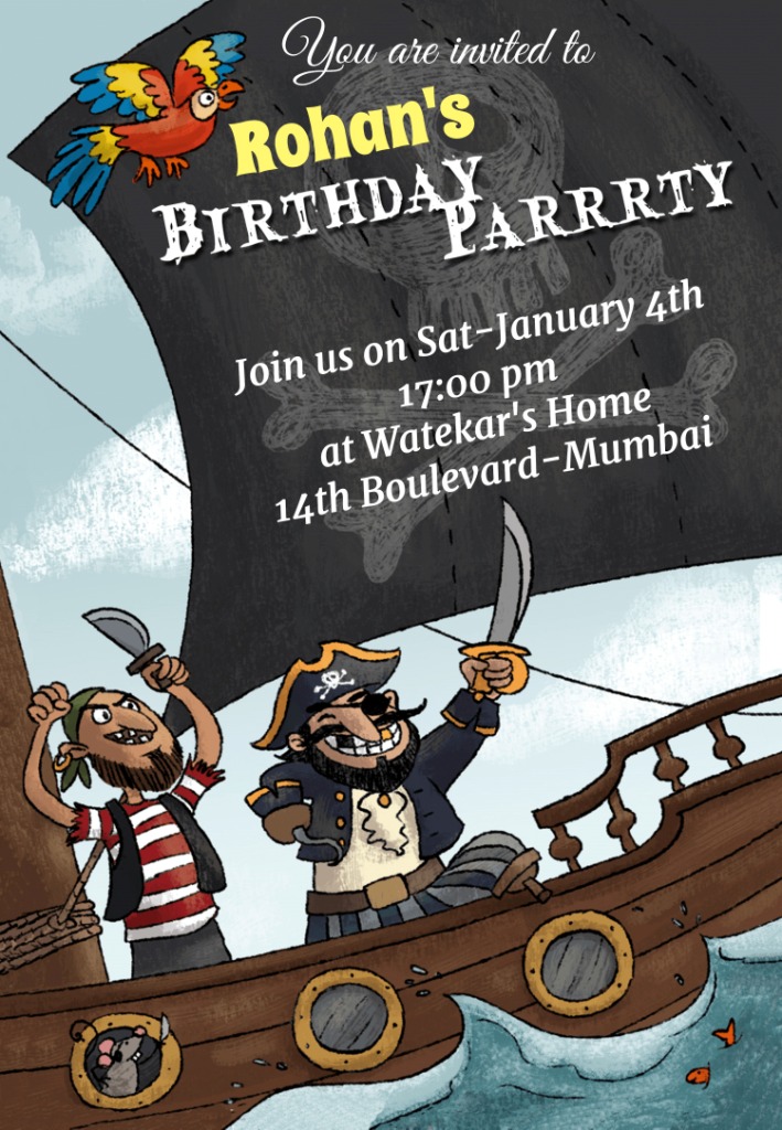 Pirates Theme Birthday Invite