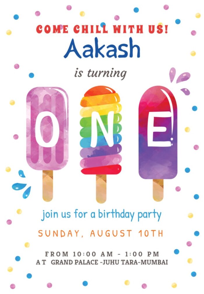 Ice cream Theme Birthday Invite