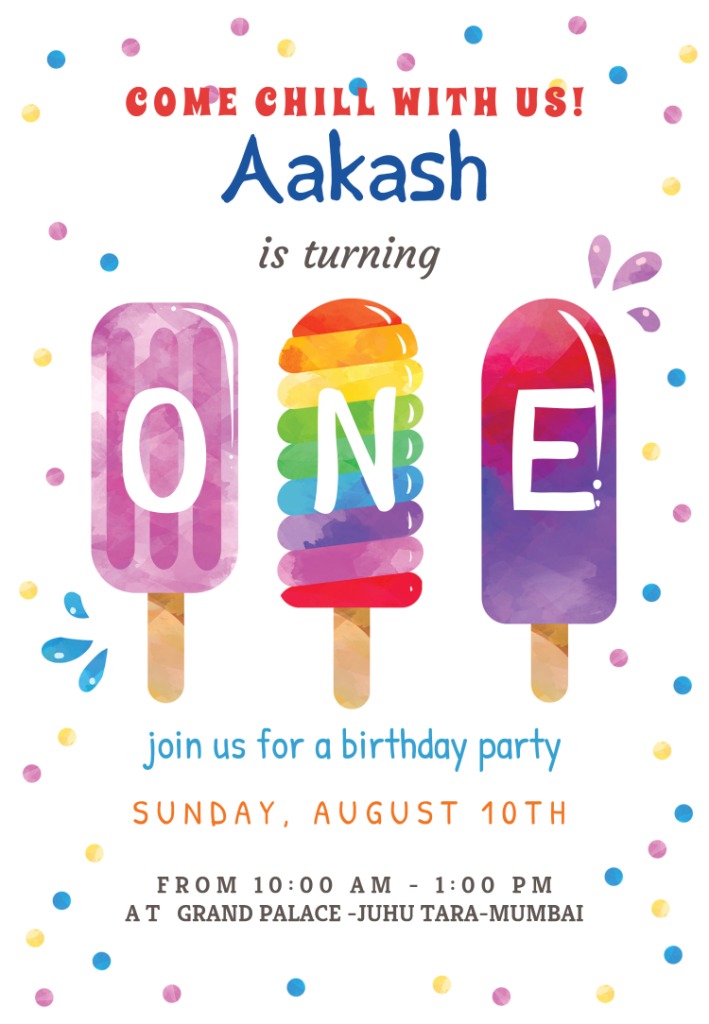 Ice cream Theme Birthday Invite